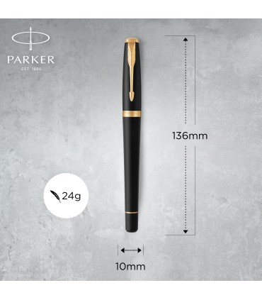 Parker Urban Duo Gift Set with Ballpoint Pen & Fountain Pen | Muted Black with Gold Trim | Blue Ink Refill & Cartridge