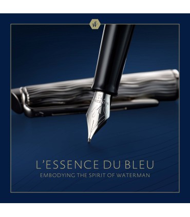 Waterman Hémisphère Fountain Pen | Metal & Blue Lacquer | Chiselled Cap | Stainless Steel Fine Nib | Blue Ink | Gift Box