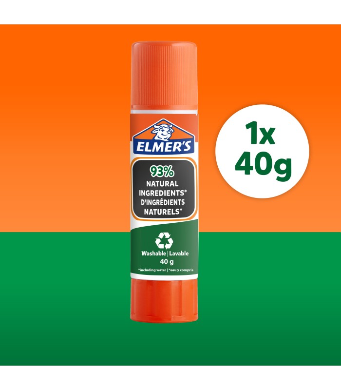 Elmer's Pure Glue Sticks | 93% Natural Ingredients | Great for Schools & Crafting | Washable & Child-Friendly | 40g | 1 Count