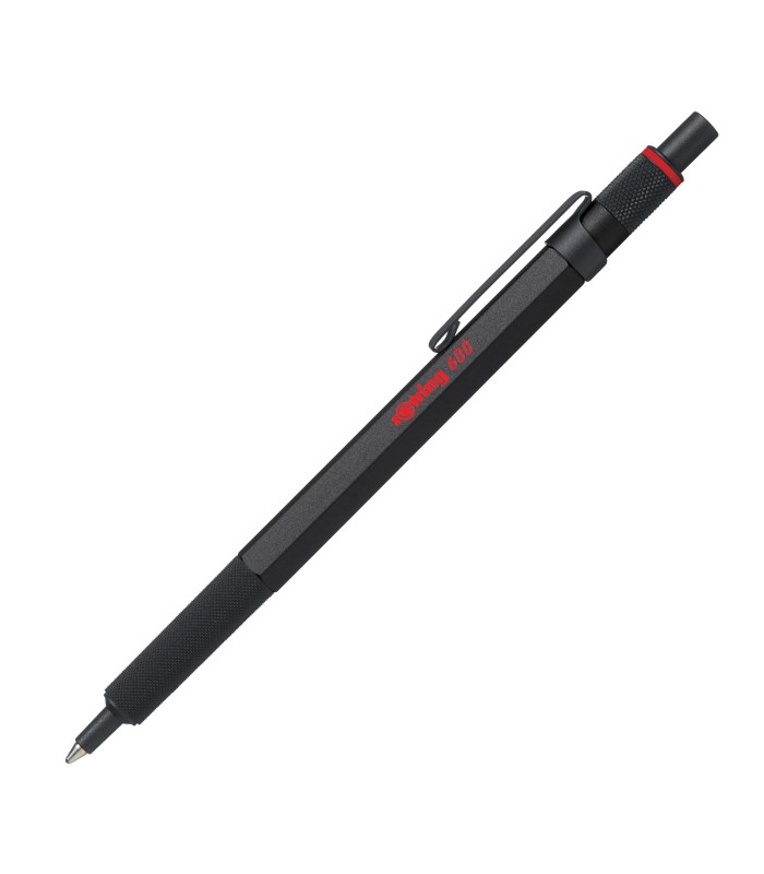 rOtring 600 Ballpoint Pen | Medium Point | Black Ink | Black Barrel with Non-Slip Knurled Grip | Refillable