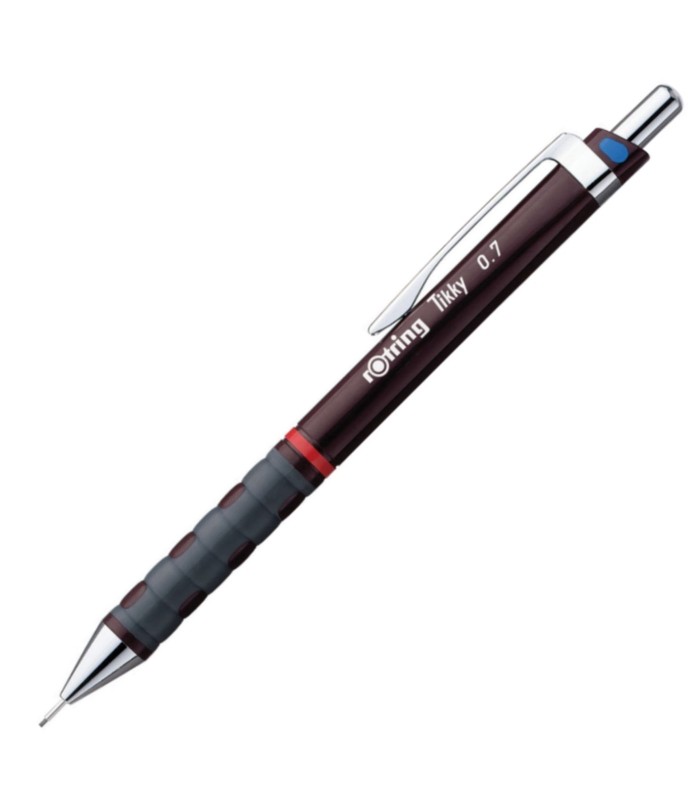 rOtring Tikky Colour-Coded Mechanical Pencils | 0.7 mm | Burgundy Barrel | Box of 12