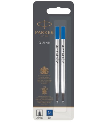 Quink Refill for PARKER Rollerball - Blue medium Point - Blister x 2