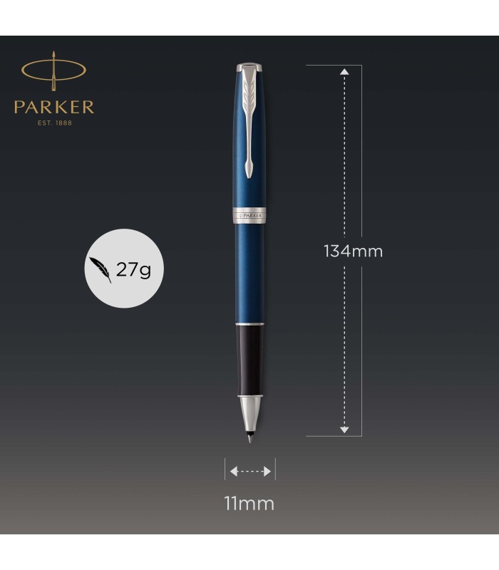 Parker Sonnet Rollerball Pen | Blue Lacquer with Palladium Trim | Fine Point Black Ink | Gift Box