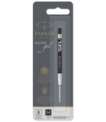 Quink Gel Refill for PARKER Rollerball - Black medium Point - Blister 