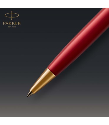 Parker Sonnet Ballpoint Pen | Red Lacquer with Gold Trim | Medium Point Black Ink | Gift Box