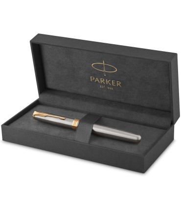 Parker Sonnet Fountain Pen | Stainless Steel with Gold Trim | Medium Nib | Gift Box
