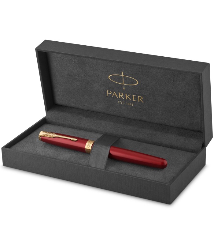 Parker Sonnet Fountain Pen | Red Lacquer with Gold Trim | Medium Nib | Gift Box