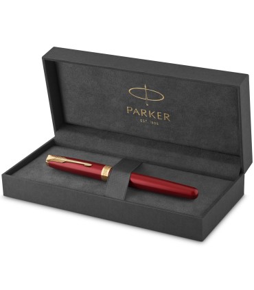 Parker Sonnet Fountain Pen | Red Lacquer with Gold Trim | Medium Nib | Gift Box